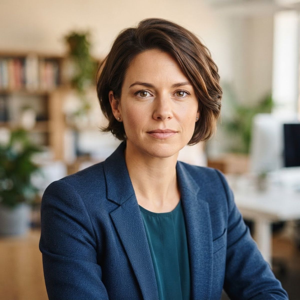 Portrait d'une rédactrice souriante